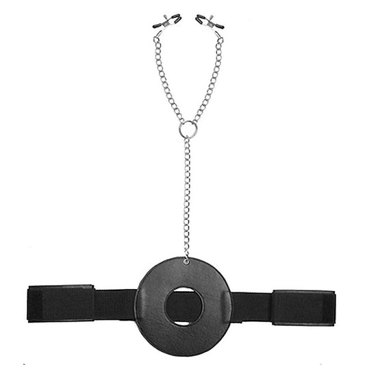 Detained Restraint System with Nipple Clamps - Breast and Nipple Toys