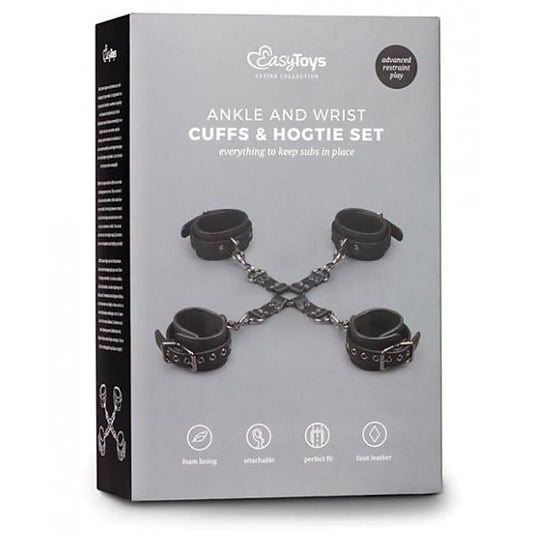 Easytoys Fetish Ankle and Wrist Cuffs and Hogtie Set - Cuffs and Restraints