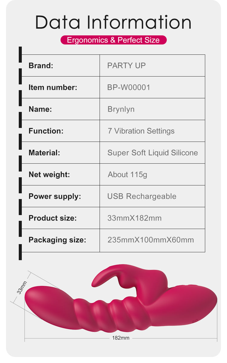 Party Up BRYNLYN USB Rechargeable Rabbit Vibrator Rabbit Vibrators