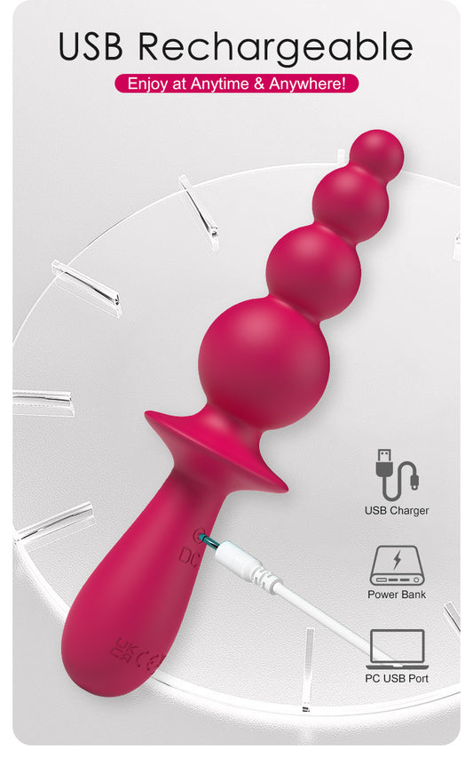 Party Up EVAJANE USB Rechargeable Beaded Vibrator Pink Anal Beads and Balls