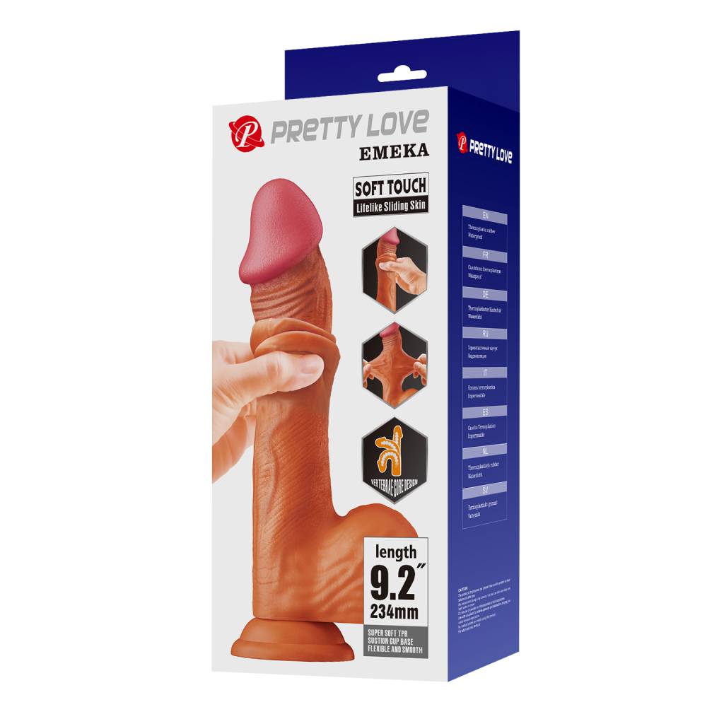 Pretty Love Sliding Skin Series Suction Cup Realistic Dildo Tan Realistic Dildos