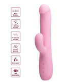 Party Up DEAN Wavy Rechargeable Rotating Rabbit Vibrator Pink Rabbit Vibrators