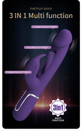 Party Up DAVID Swinging Rechargeable Rabbit Vibrator Purple Rabbit Vibrators