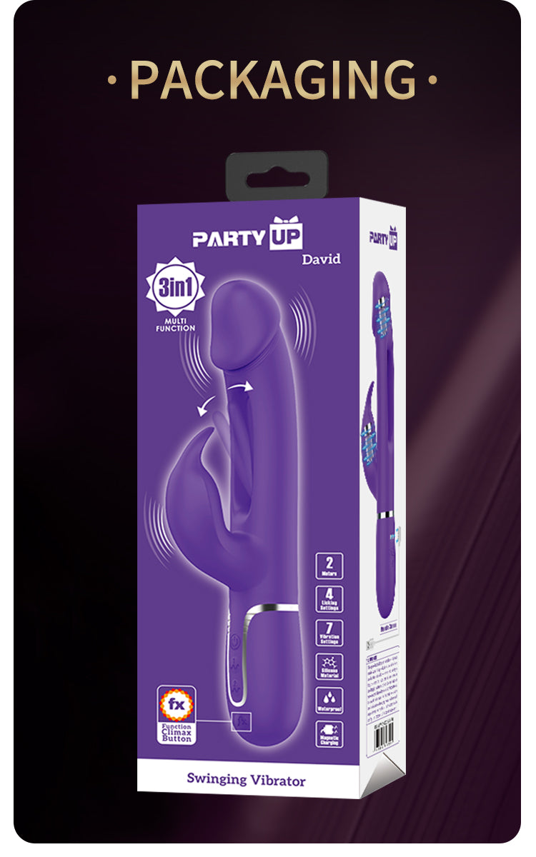 Party Up DAVID Swinging Rechargeable Rabbit Vibrator Rabbit Vibrators