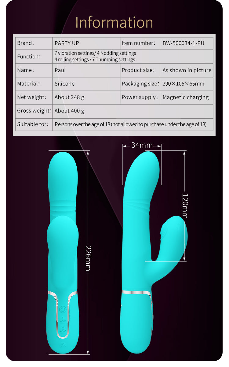 Party Up PAUL Rolling Beads Thrusting Rabbit Vibrator Rabbit Vibrators