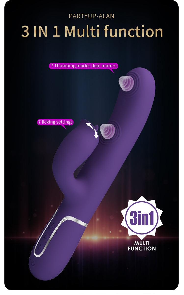 Party Up ALAN Dual Motor Vibrating Rabbit Massager Purple Rabbit Vibrators