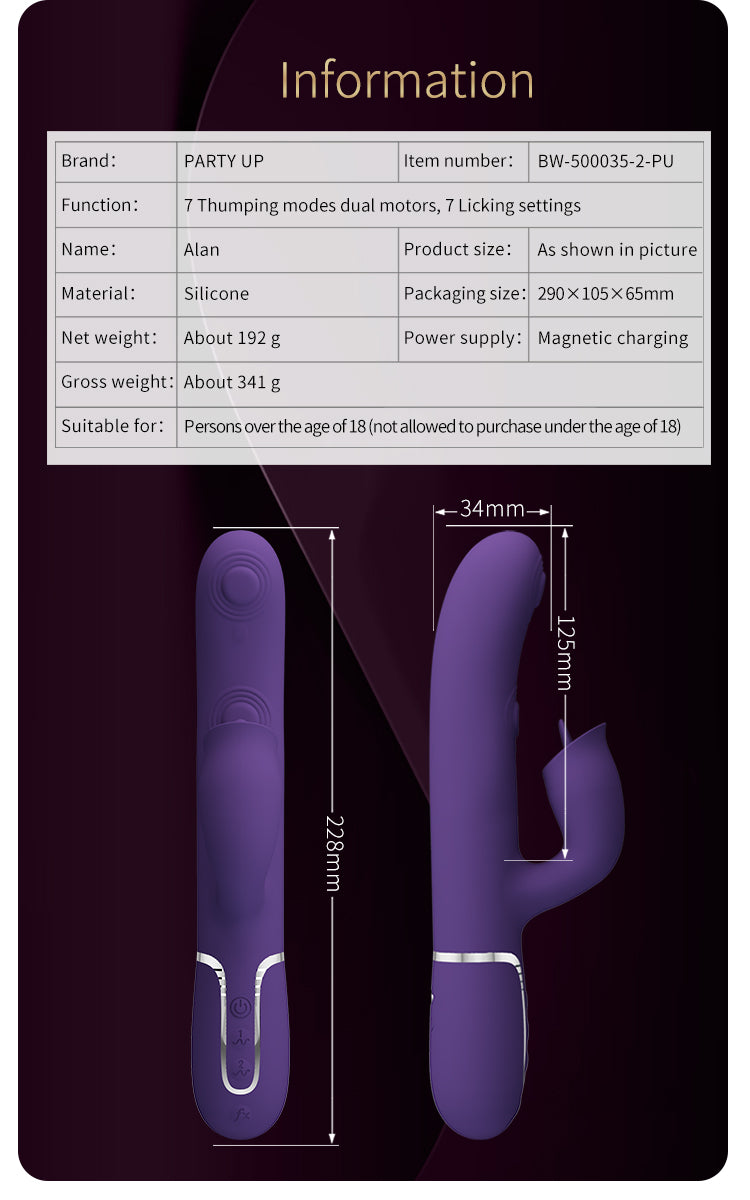 Party Up ALAN Dual Motor Vibrating Rabbit Massager Rabbit Vibrators