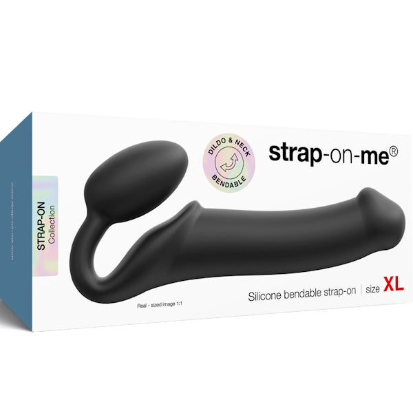 STRAP-ON-ME NEW Bendable Strap-On Silicone Dildo Black Strap On Sextoys