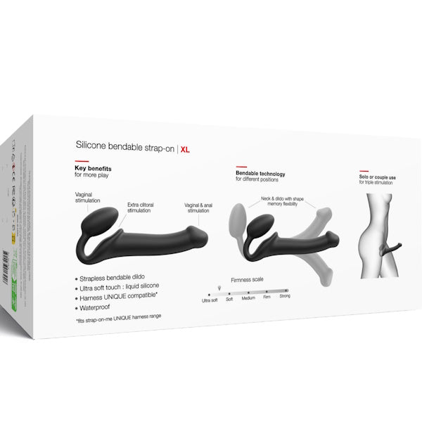 STRAP-ON-ME NEW Bendable Strap-On Silicone Dildo Black Strap On Sextoys