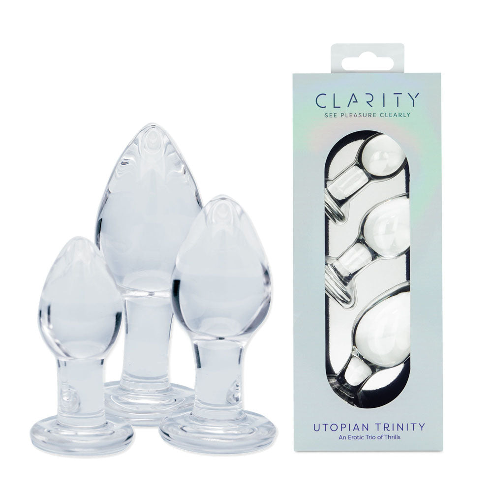 Creative Conceptions Clarity Utopian Trinity Butt Plugs Set Glass Sex Toys