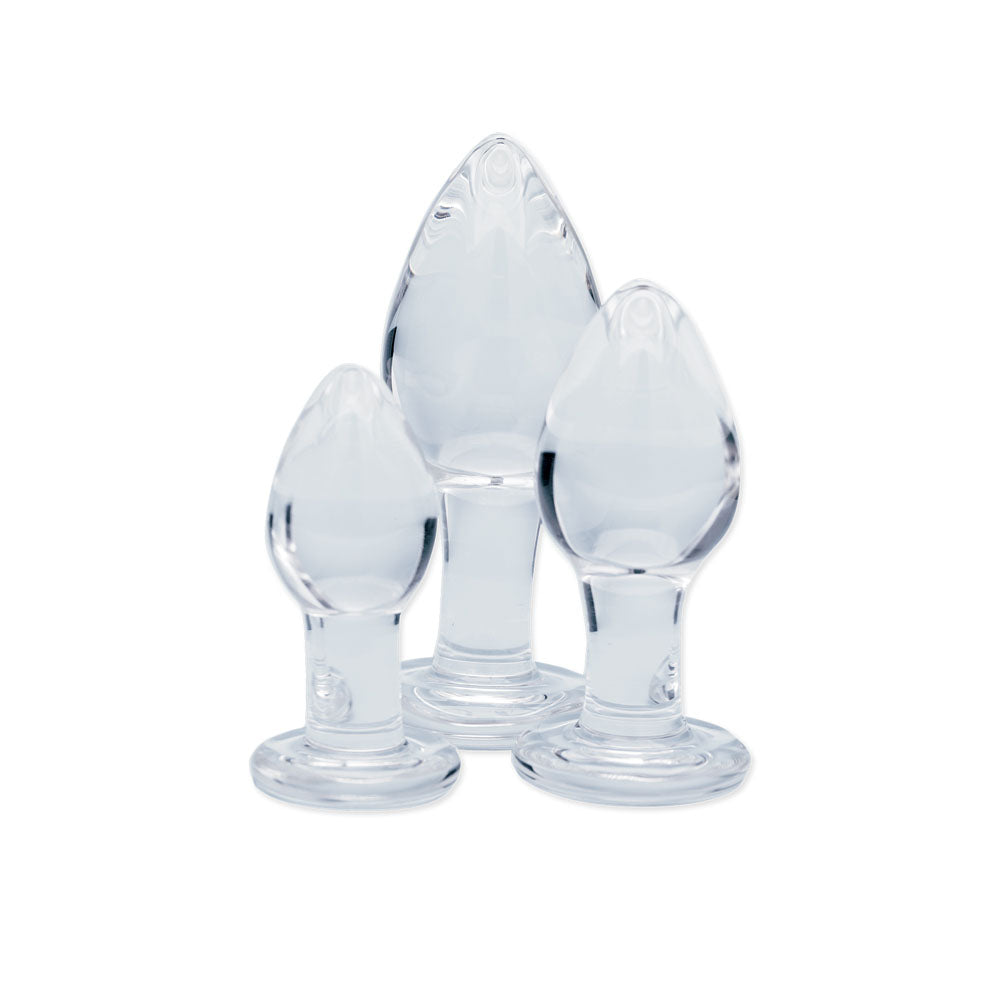 Creative Conceptions Clarity Utopian Trinity Butt Plugs Set Clear Glass Sex Toys