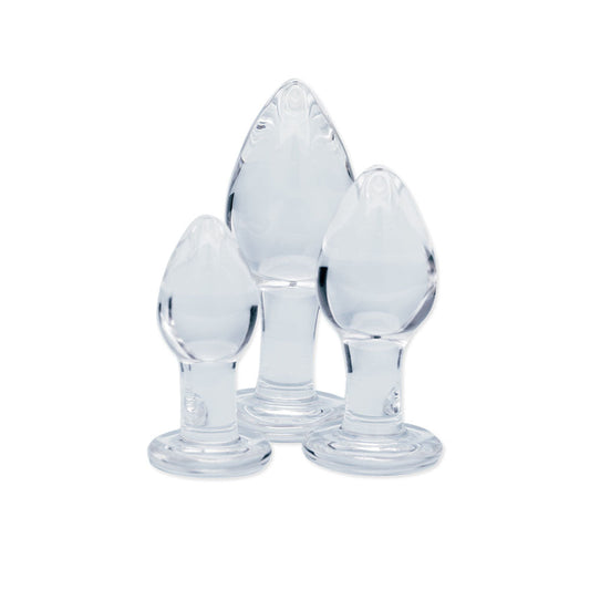 Creative Conceptions Clarity Utopian Trinity Butt Plugs Set Clear Glass Sex Toys