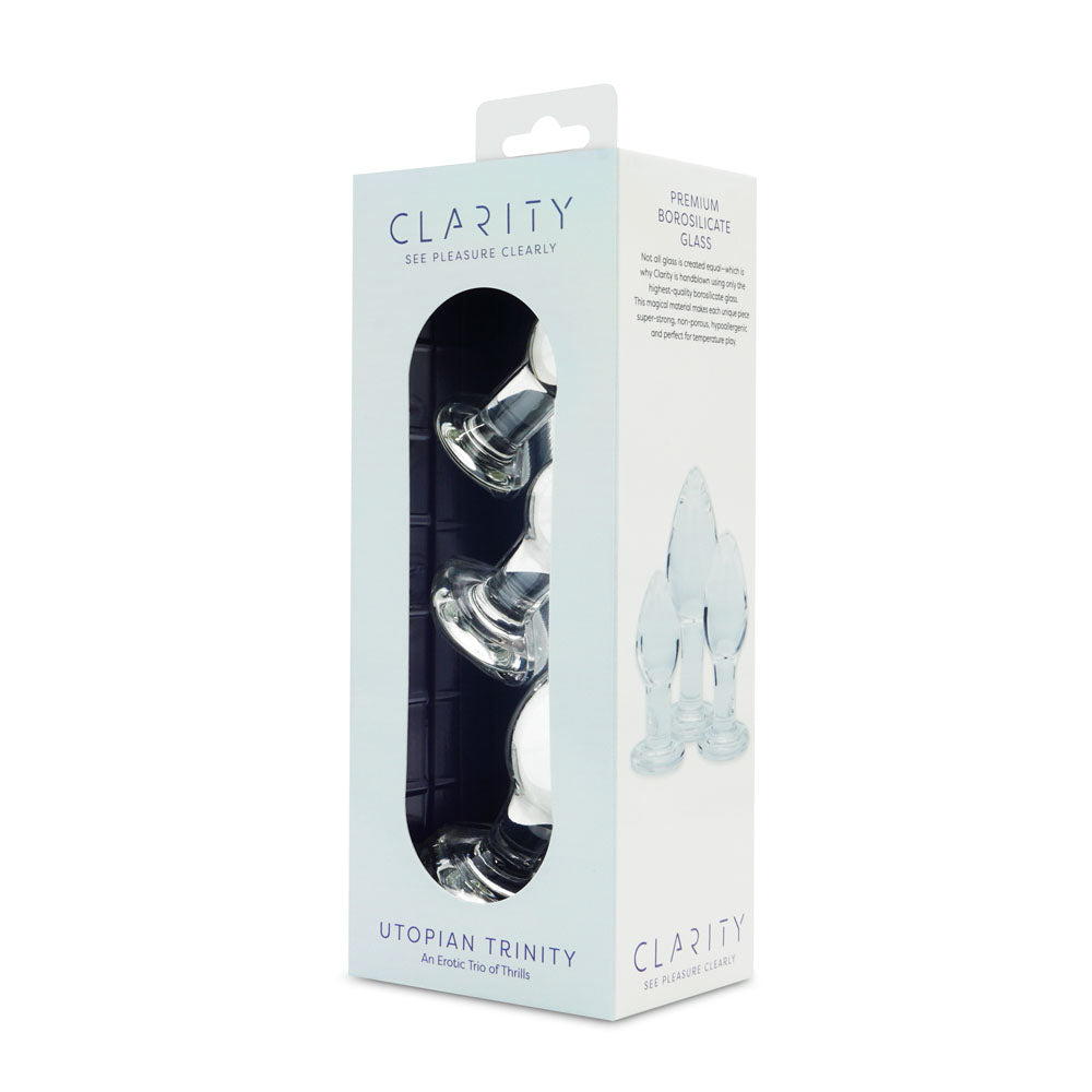Creative Conceptions Clarity Utopian Trinity Butt Plugs Set Glass Sex Toys