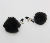 Love In Leather Pom Pom Womens Nipple Clamps Black Nipple and Clit Clamps