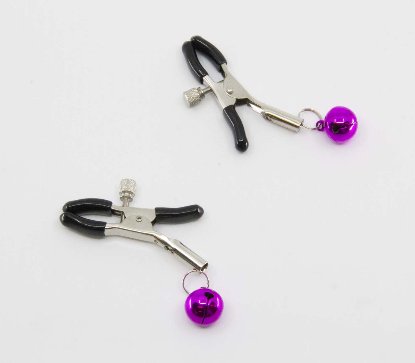 Love In Leather Womens Bells Nipple Clamps Hot Pink Nipple and Clit Clamps