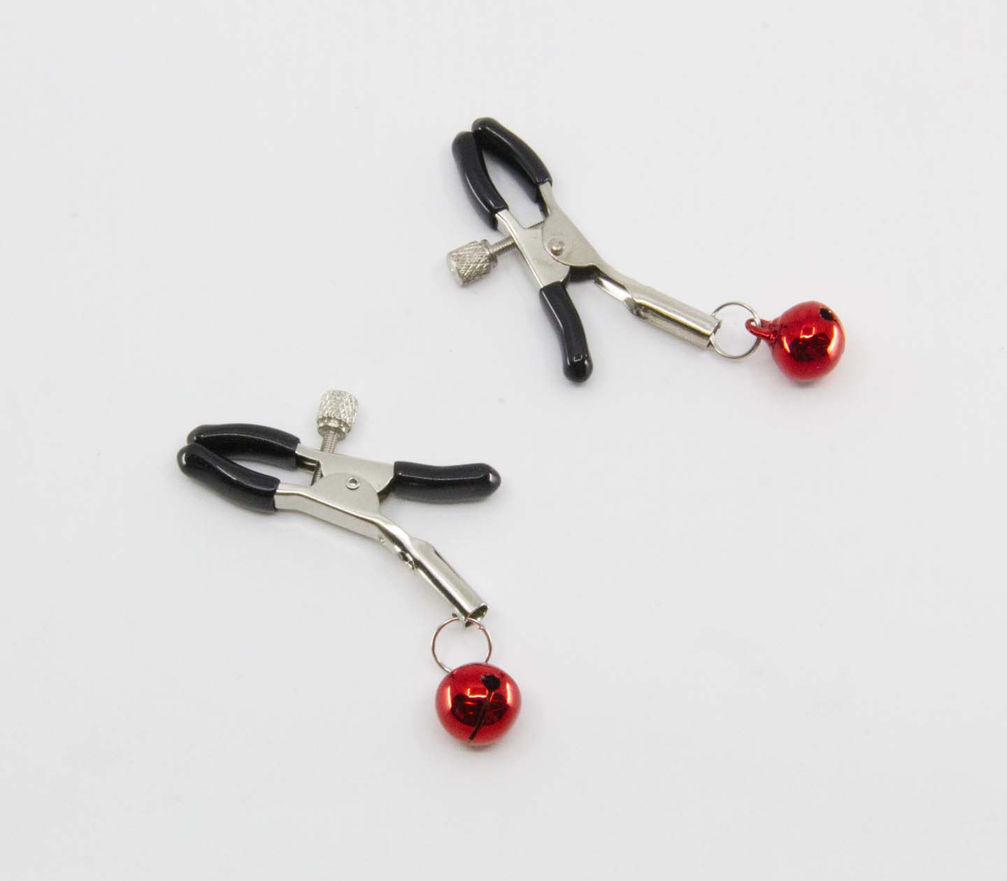 Love In Leather Womens Bells Nipple Clamps Red Nipple and Clit Clamps