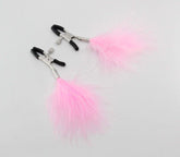 Love In Leather Womens Feather Nipple Clamps Baby Pink Nipple and Clit Clamps