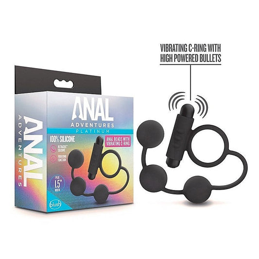 Blush Novelties Platinum Anal Beads & Vibrating C-Ring - Graduated Pleasure - Ball and Cock Toys