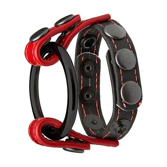 Kink Cock and Ball Masters Rings Black and Red - Stretchy Cock Rings