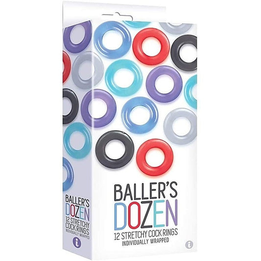 The 9's Baller's Dozen 12 Stretchy Cock Rings - Cock Ring Sets