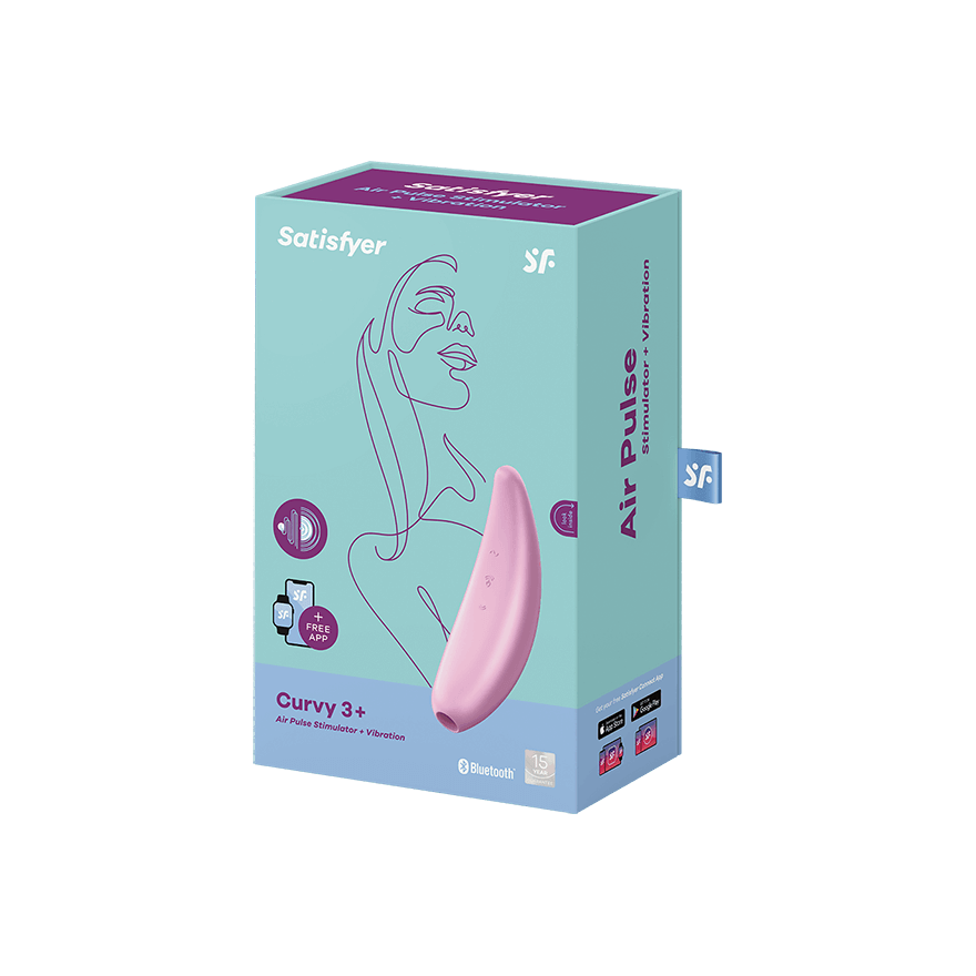 Satisfyer Curvy 3+ App Connected Air Pulse Clitoral Vibrator Clit Ticklers and Pulsators