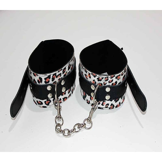 Leopard Print Leather Ankle Restraints - Cuffs and Restraints