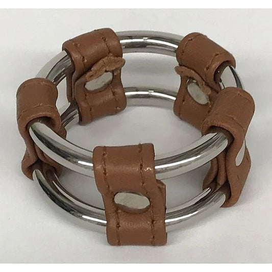 Plain Tube Steel Double Cock Ring Brown