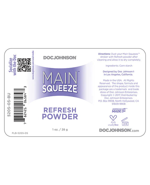Doc Johnson Main Squeeze Personal Refresh Powder 1oz Bath and Intimate Fragrances
