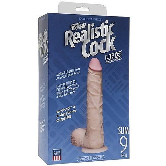 Doc Johnson The Realistic Slim Cock with Balls Flesh 9 inch