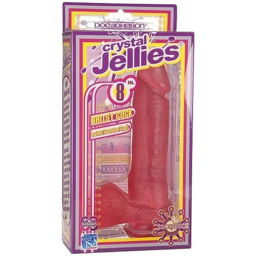 Crystal Jellies 8 Ballsy Cock with Suction Cup Base Pink - Non-Realistic Dildos