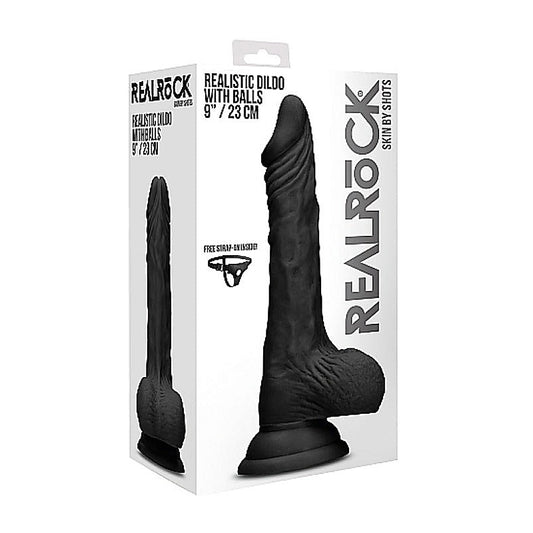 Realrock Skin Dildo with Balls Black