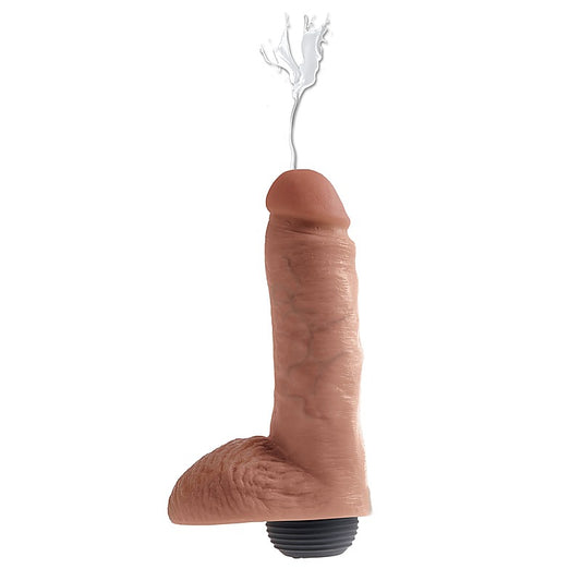 King Cock 8 Inch Realistic Squirting Cock with Balls Tan