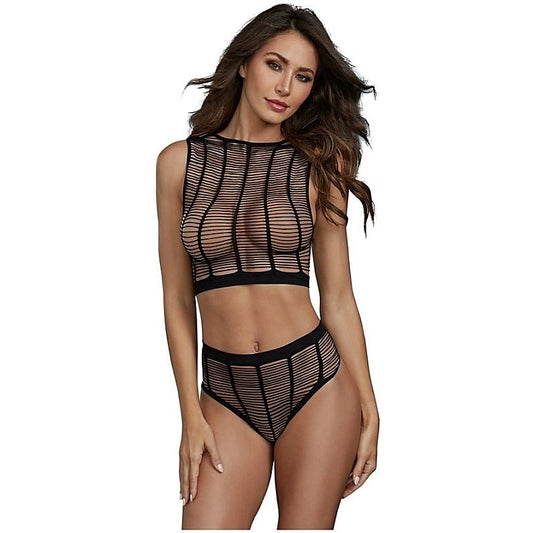 Dream Girl Indulgence - Seamless Knit Crop Top and High-Waisted Panty Set - Bras and Bra Sets