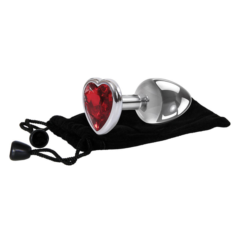 Adam and Eve Metallic Gen Butt Plug with Heart Gem Base Butt Plugs