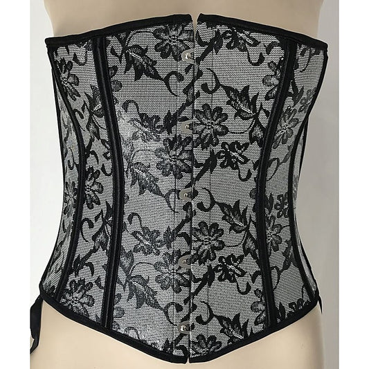 Black and Silver Floral Corset - Bustiers and Corsets