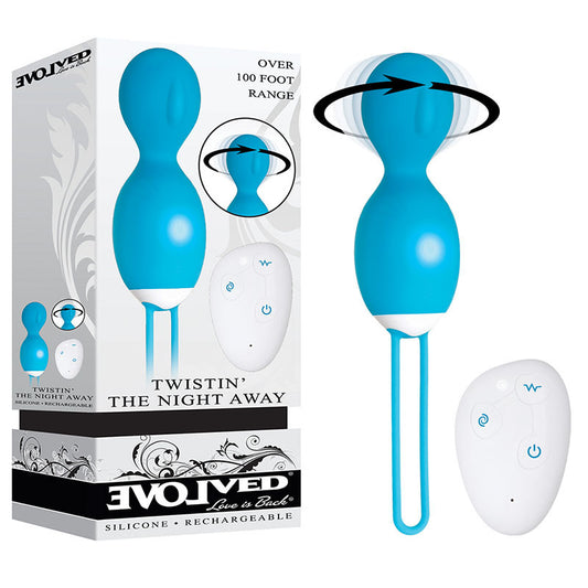 Evolved Twistin The Night Away Vibrating Kegel Exerciser with Wireless Remote Blue Love Eggs and Kegel Exercisers