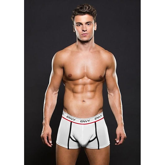 Envy Logo Elastic Low Rise Mesh Trunk White - Jocks and G-Strings