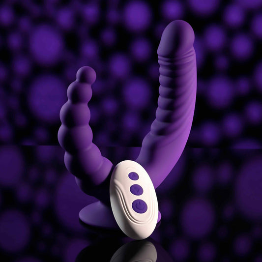 Evolved THE RIDER Double Ended Vibrator with Remote Purple Remote Control Vibrators