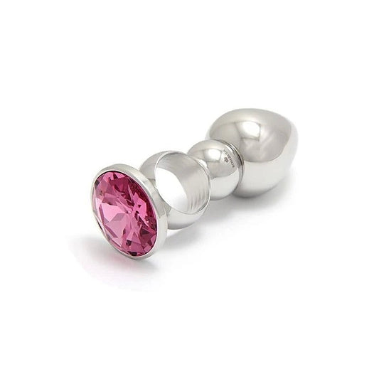 Rosebuds Versatile Ringed Stainless Steel Butt Plug with Crystal Gem