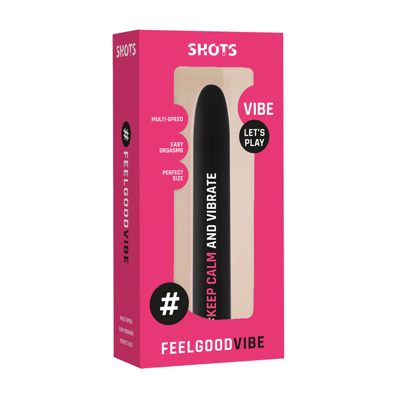 Shots Toys Feelgood KeepCalmAndVibrate Bullet Vibrator Black Bullet Vibrators