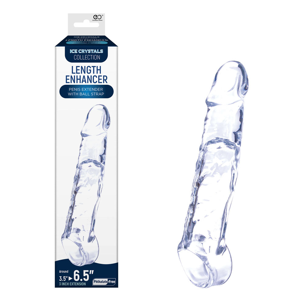 Excellent Power Ice Crystals Length Enhancer Penis Extension Sleeve Clear Penis Sleeves and Extenders