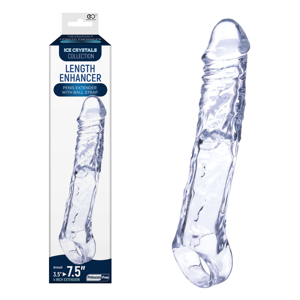 Excellent Power Ice Crystals Length Enhancer Penis Extension Sleeve Clear Penis Sleeves and Extenders