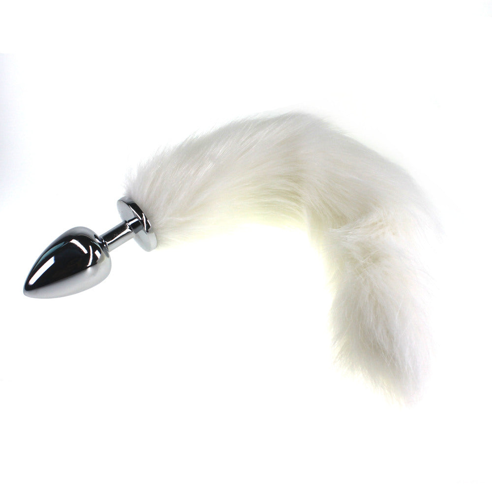 Elevate Your Intimate Moments - Faux Fox Tail Butt Plug White Butt Plugs