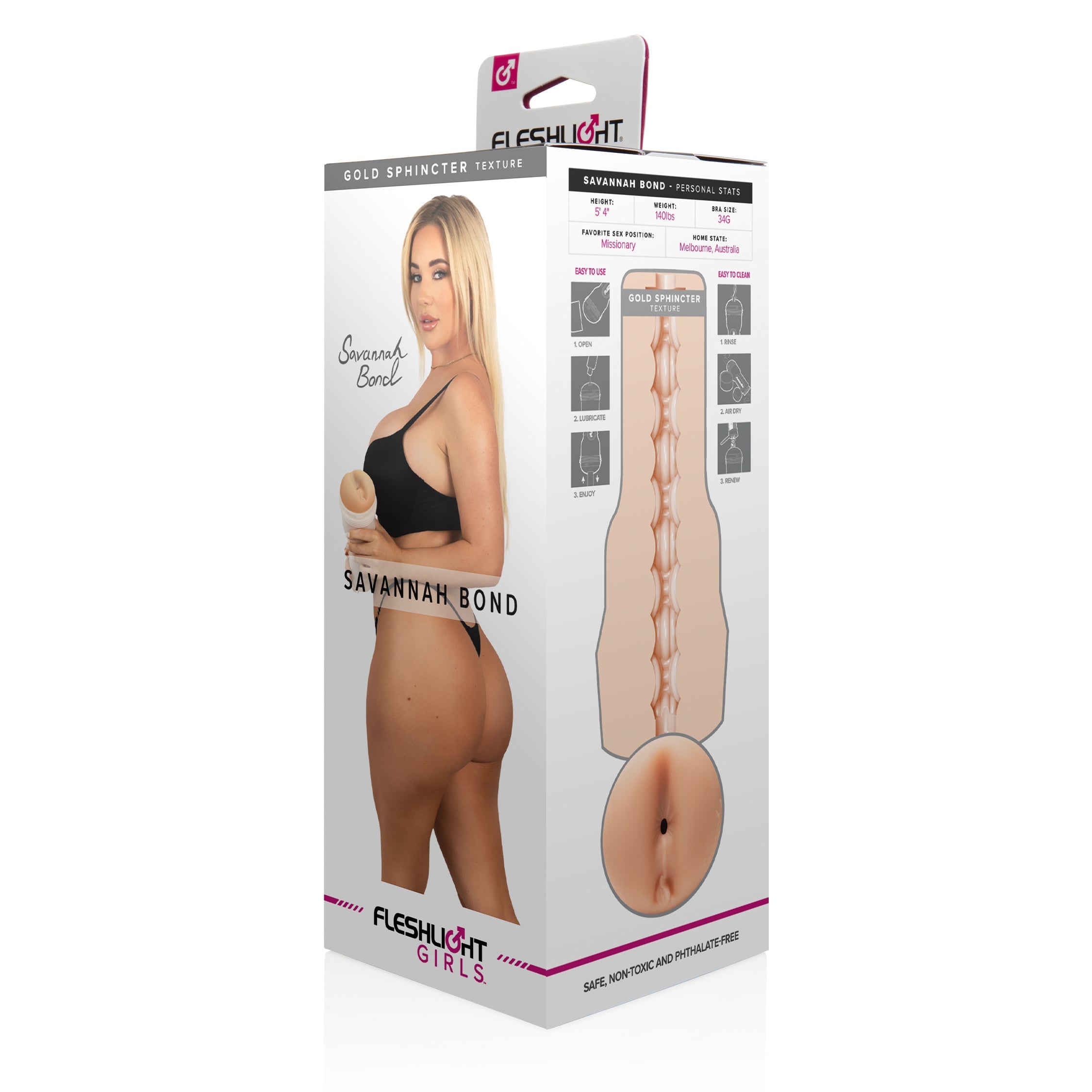 Fleshlight Girls Savannah Bond Gold Sphincter Male Masturbator Realistic Butts And Vaginas