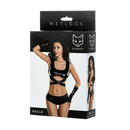 Glossy Wetlook 3 Pc Halle Set - Shine Bright in Style - Bras and Bra Sets