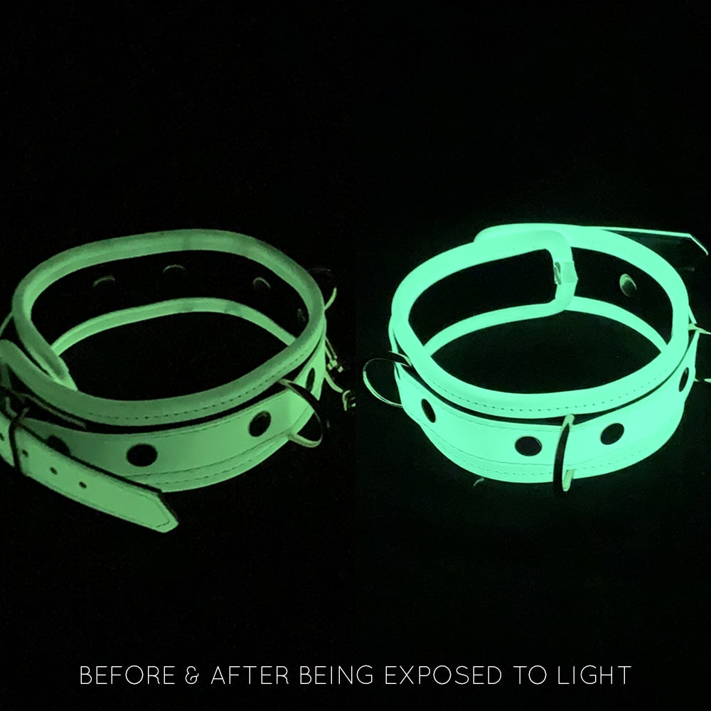 Love In Leather Glow in the Dark Collar & Lead Set Collars and Leads