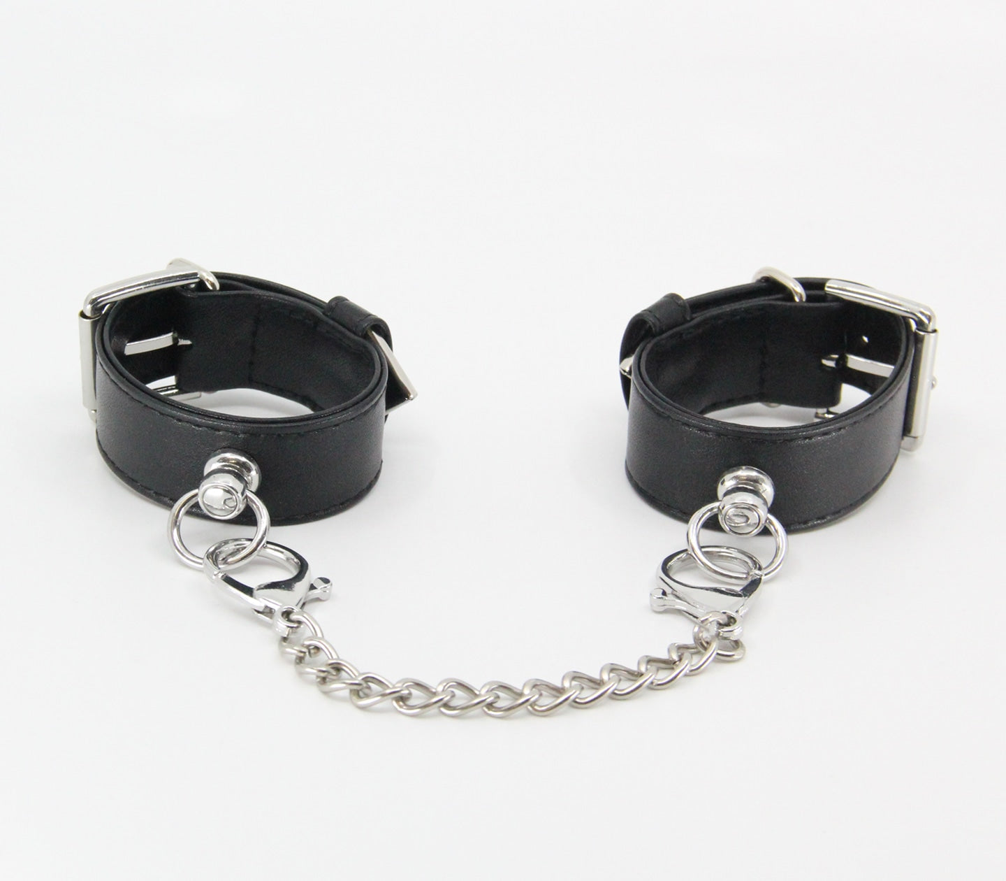 Love In Leather Silver Tip Leather Wrist Cuffs Default Title Cuffs And Restraints