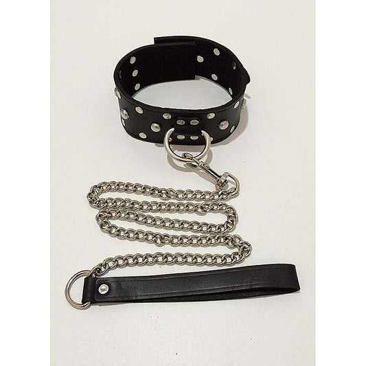 Sensual Studded Collar With Lead - Fancy Dress Ups