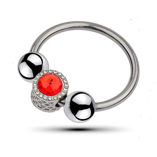 Harry Guy Glans Ring With Red Gem