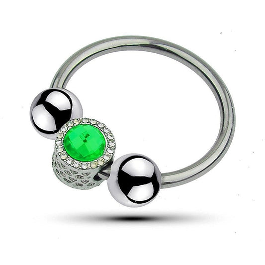 Harry Guy Glans Ring With Green Gem - Cock Rings